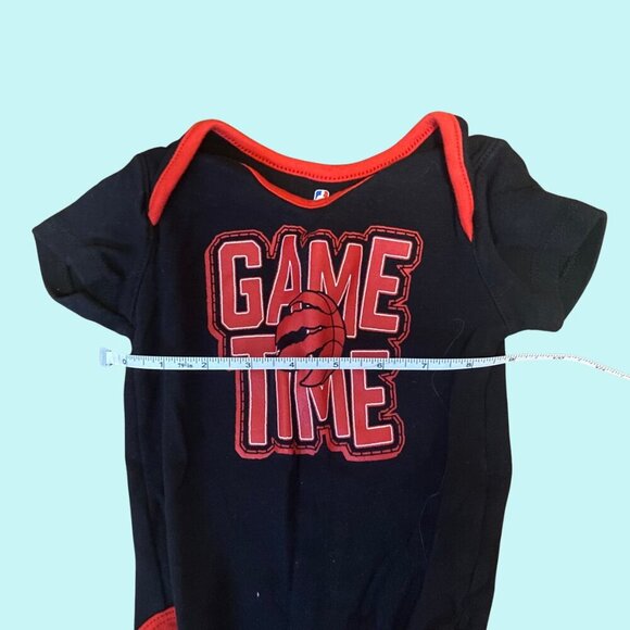 NBA Toronto Raptors Baby Onesie | “Game Time” Bodysuit 24M | Black & Red Cotton - Picture 5 of 8